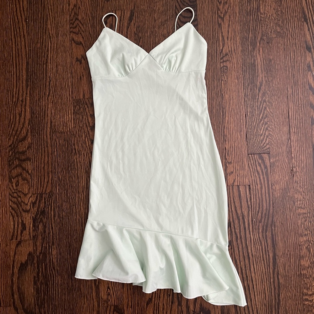 light sage green mini dress